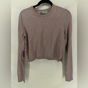 Free People Women’s Lightweight Cropped Long Sleeve Mauve Lilac Sweater Size L